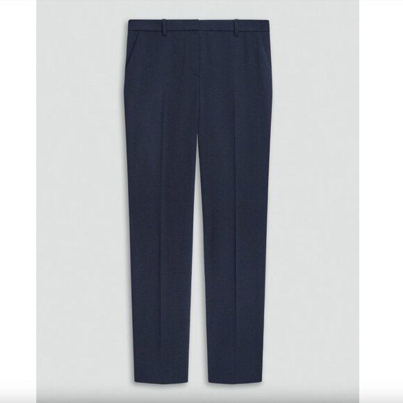 Theory Trecca Full Length Pant Good Wool Navy Sz 2 - Picture 5 of 12